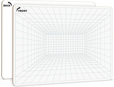 SCRIBBLEDO 1 Point Perspective Grid 11 x14  Large Graph Dry Erase Board... 