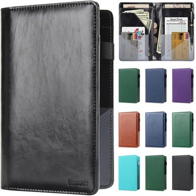 Server Books for Waitress, Leather Waiter Book, w/Zipper Pocket, Restaurant, Bla