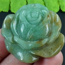 V24975 38x35x6mm Natural Amazonite Gem Carved Flower Pendant Bead