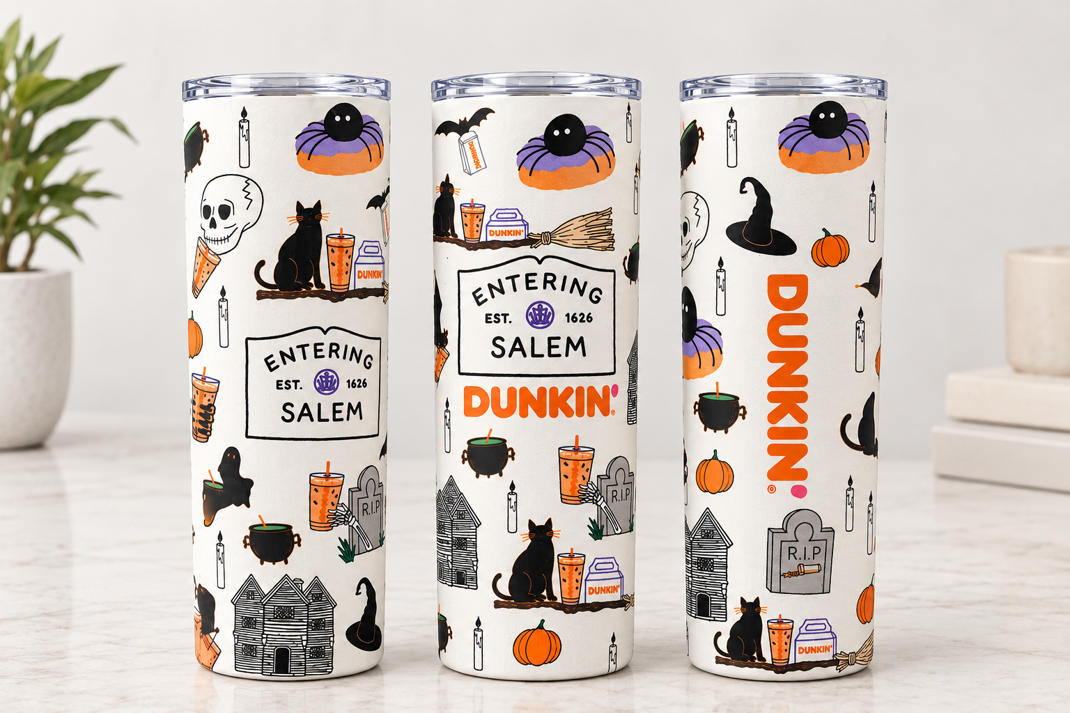 Dunkin Entering Salem 2026 Halloween 20oz Stainless Steel Tumbler