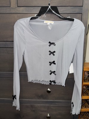 Sugar moon Grey Long Sleeve Shirt With Bows