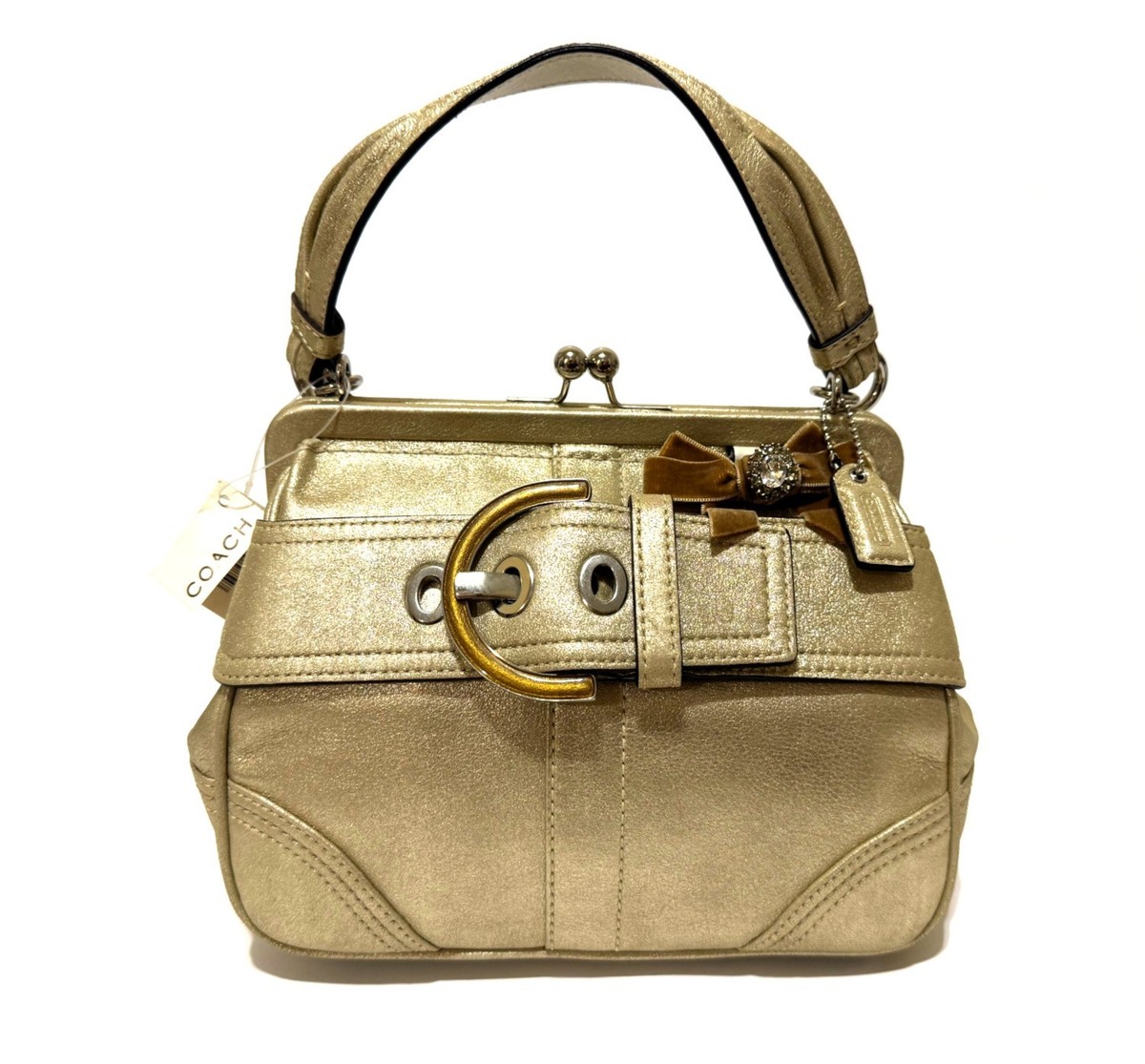 NEW COACH Y2K SOHO METALLIC FRAMED TOTE BAG SATCHEL W/ VELVET