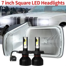 Pair 7x6inch Square Led Halo Headlights For O-ldsmobile Cutlass Supreme 1978-79