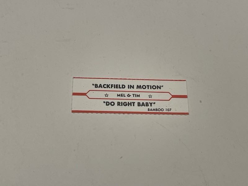 Jukebox Title Strip Mel & Tim Backfield In Motion Do Right Baby Bamboo 107