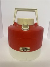 Vintage Red & White Thermos 1 Gallon Plastic Water Cooler Jug Made In USA