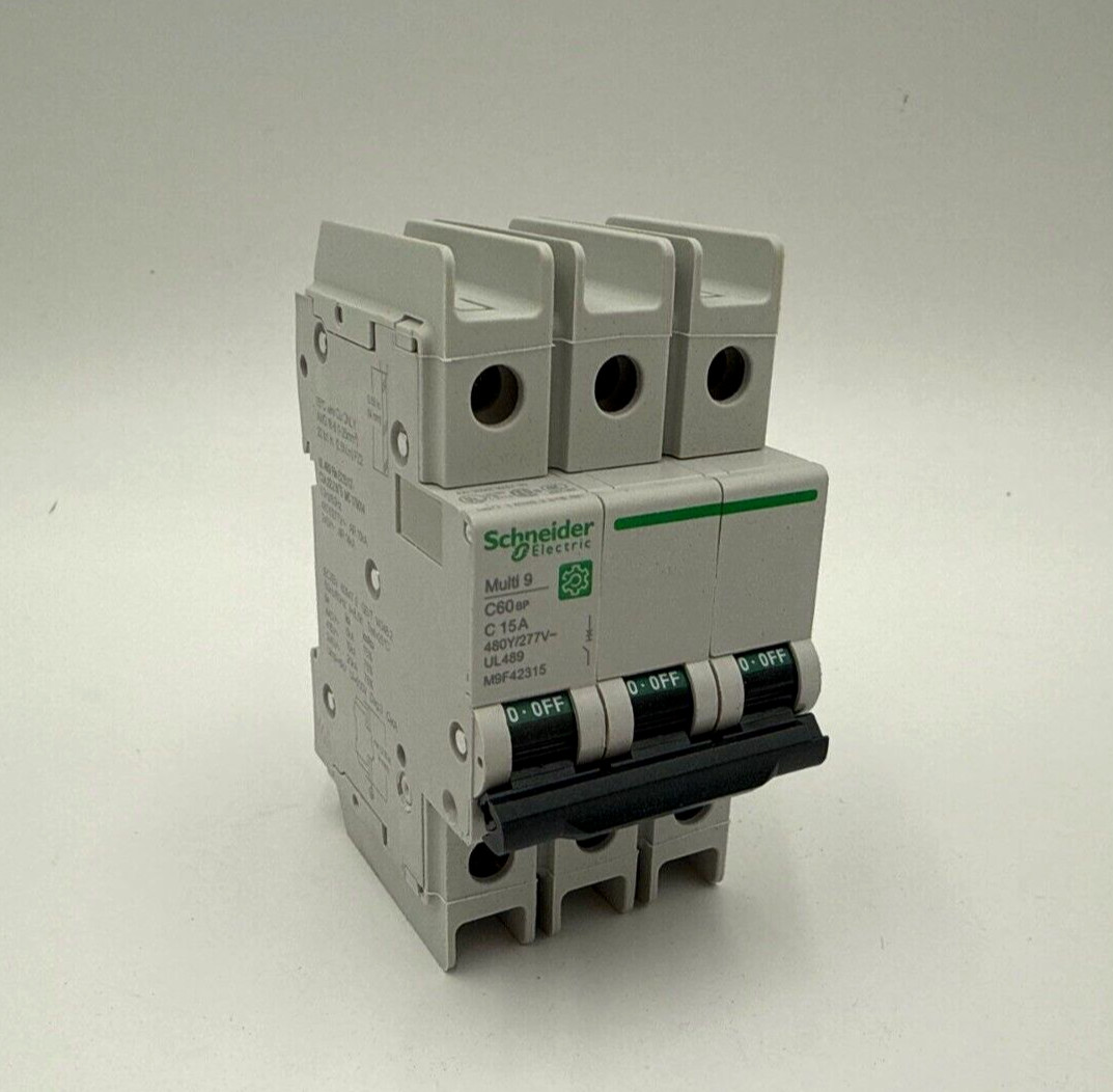 Schneider M9F42315 Miniature Circuit Breaker 15A 3P 480/277V Multi9 C60BP