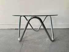 Vintage Round Glass Coffee Table Chrome