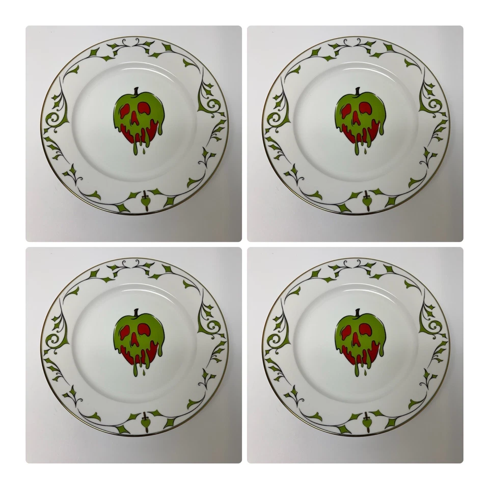 4 Disney Villains POISON APPLE 10.5” Dinner Plates Halloween Iridescent Zrike - Image 3 of 3