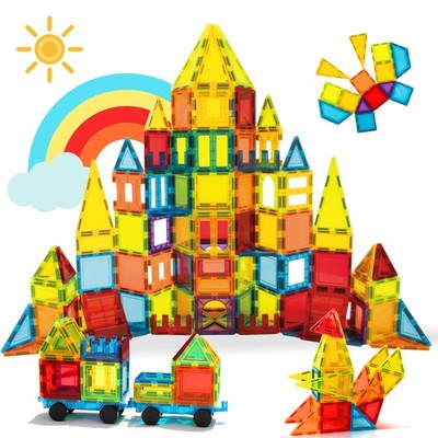 Magnetische Bauklötze Spielzeug 131 Stück mit 2 Autos, STEM Magnetische Baust...