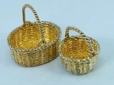 2 Minatare Sterling Silver Brown County Baskets PENDANT Charm Gold Over Vermeil