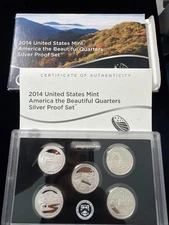 2014-S AMERICA THE BEAUTIFUL PARK QUARTER SILVER PROOF SET!! WITH BOX AND COA!!