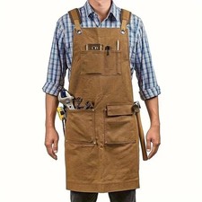Heavy-duty Canvas Work Apron Waterproof Tool Apron Kitchen Workshop Gardening