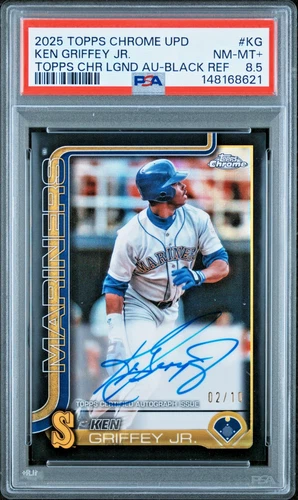 2025 Topps Chrome Update Ken Griffey Jr BLACK Refractor Legends Auto /10 PSA 8.5