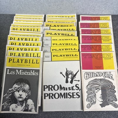 Lot Of 29 Vintage Playbills Les Misérables, Godspell, Camelot ETC 