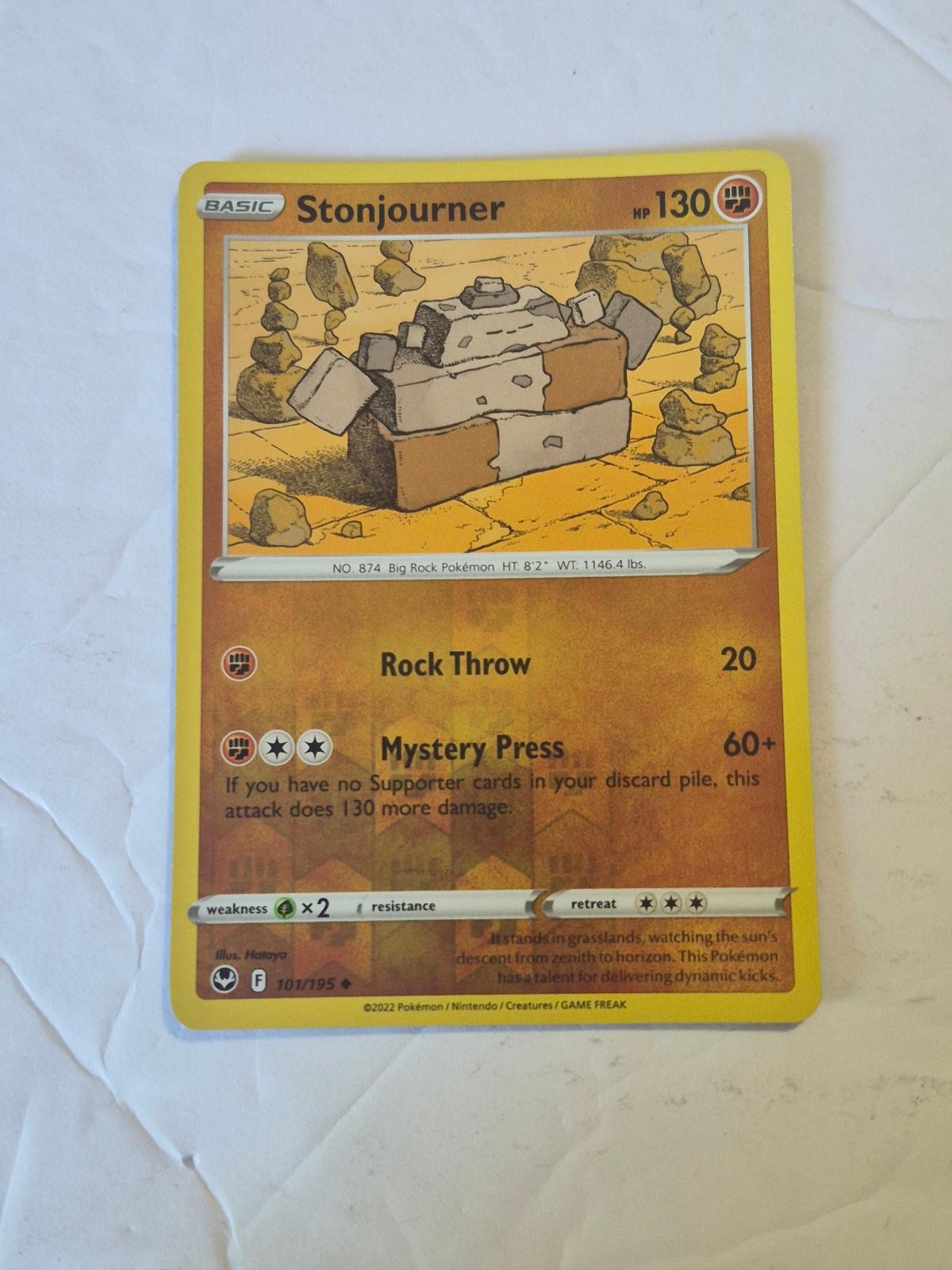 Stonjourner 101/195 Uncommon Silver Tempest Pokemon Reverse Holo Near Mint