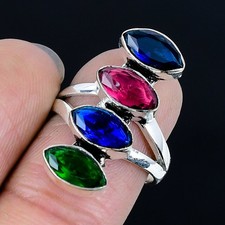 Attractive Mozambique Garnet, Topaz 925 Sterling Silver Jewelry Ring Size 7