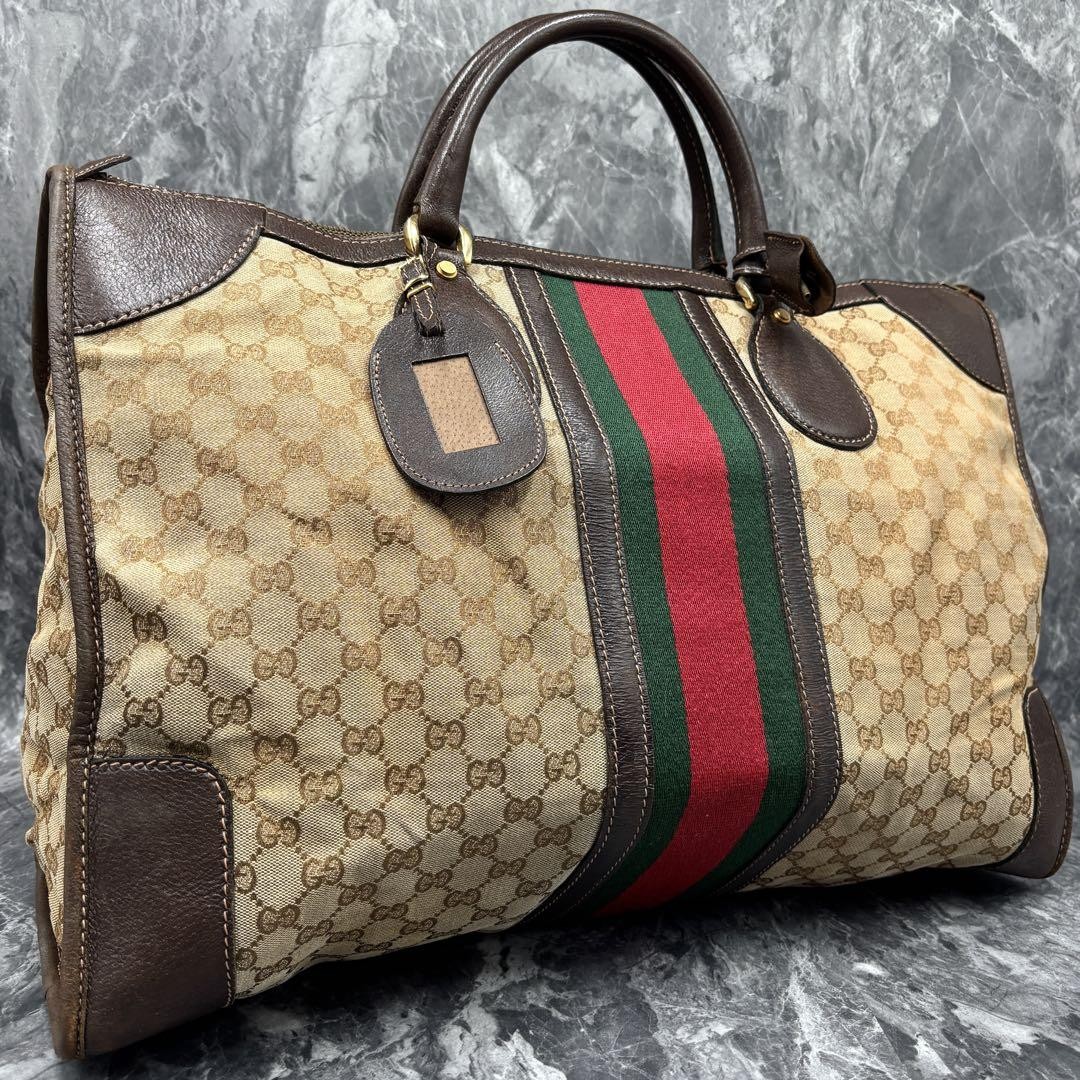 GUCCI Sherry Line GG Canvas Tote Bag Beige Authentic G07152188