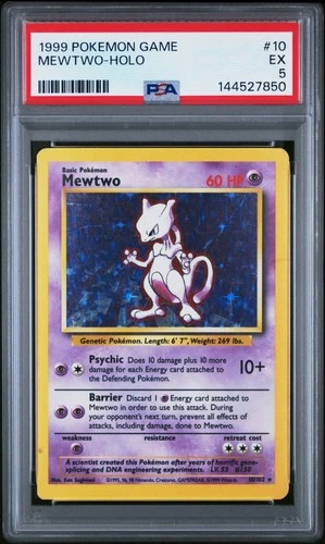 1999 POKEMON BASE SET UNLIMITED #10 MEWTWO-HOLO PSA 5