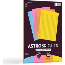 Filler Paper Wide Ruled 8 x 10.5 Inches 20 Lb FSC Certified 100 Sheets Assorted