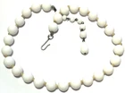 Vintage Jewelry Necklace White Milk Glass Beaded Choker Hand Knotted Round 13