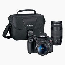 Canon EOS Rebel T7 DSLR Bundle 18-55mm  75-300mm Lenses Bag Strap