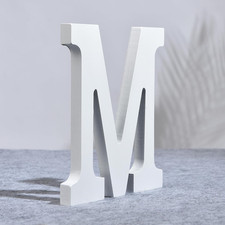 8 Inch Wooden Letter M for Wall Decor, Large White Wood Standing Letters for DIY