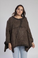 Tunika Kleid Bluse Shirt Top Hemd Fester Stoff Lagenlook Bouclé 48 50 52 54