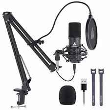 USB Microphone, MAONO 192KHZ/24Bit Plug  Play PC Computer Podcast Condenser Car