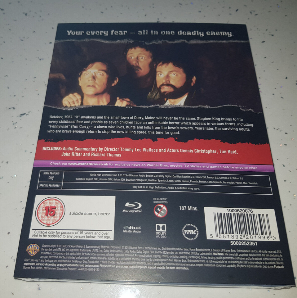 Stephen King's IT (1990) Blu Ray with Slipcase New &