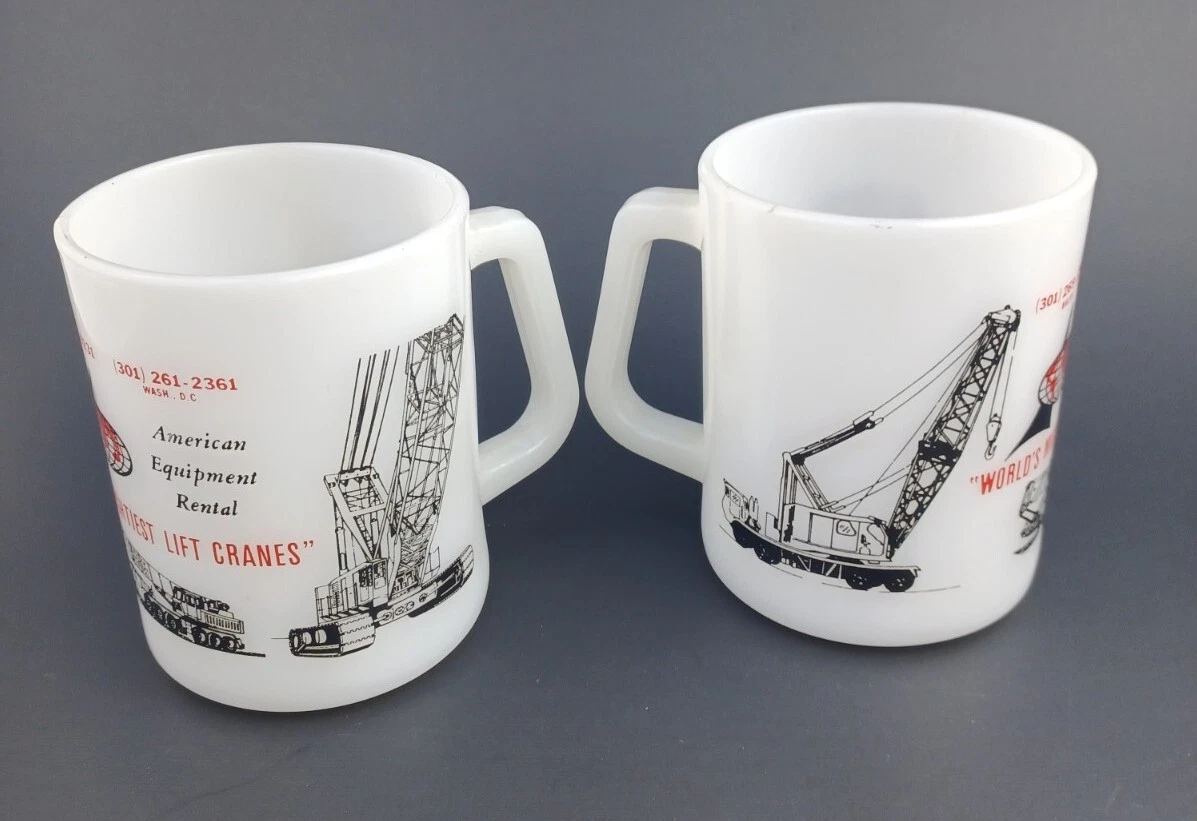 Vtg Lot (2) Federal Glass Mugs AMERICAN EQUIPMENT RENTAL Wash. DC   Baltimore MD