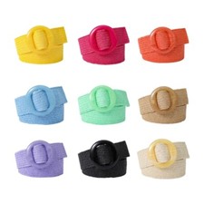Braided Waist Belt Summer Female Belt Smooth Buckles Colorful Straw Wide Belts