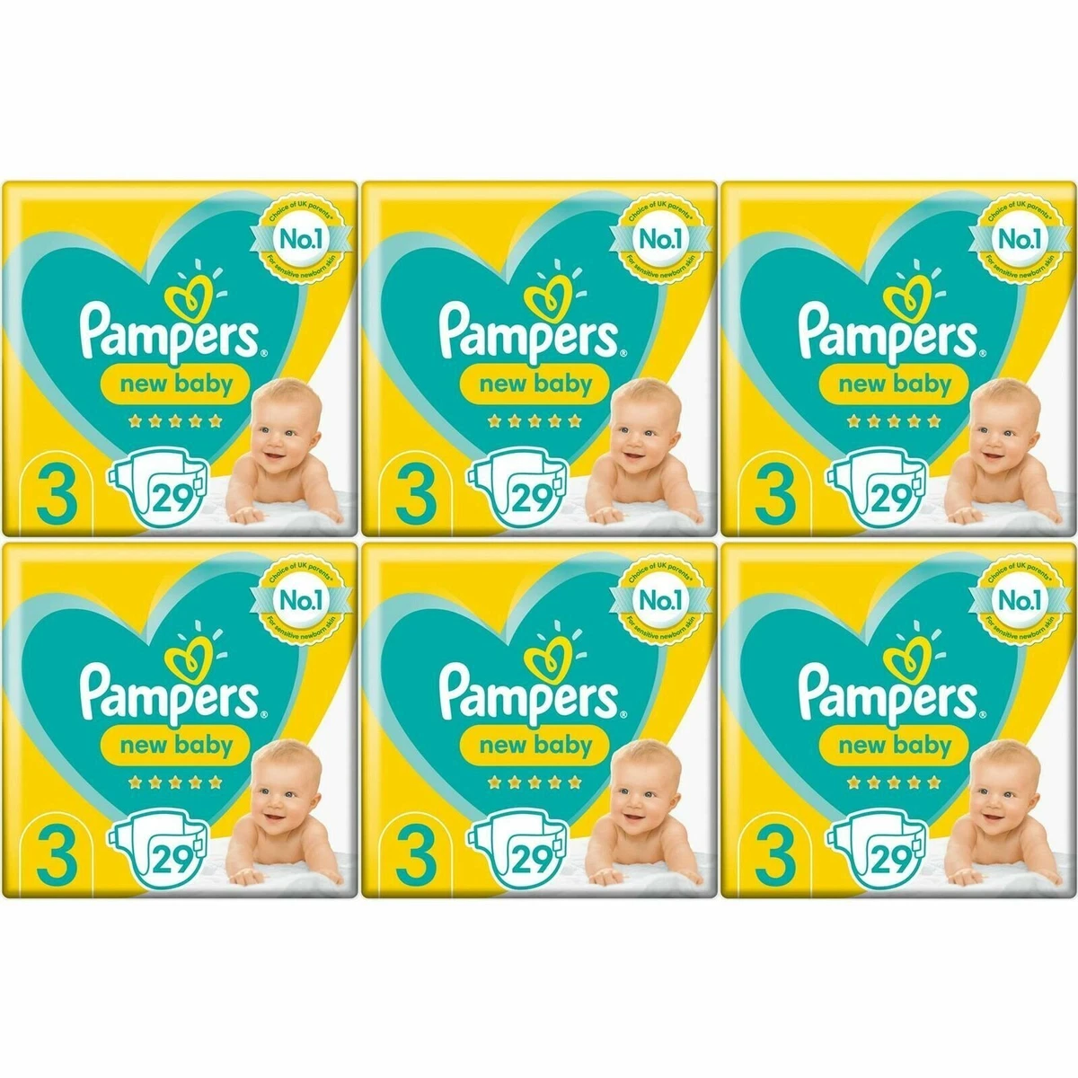 174 x Pampers New Baby Size 3 Carry Pack With Protection For