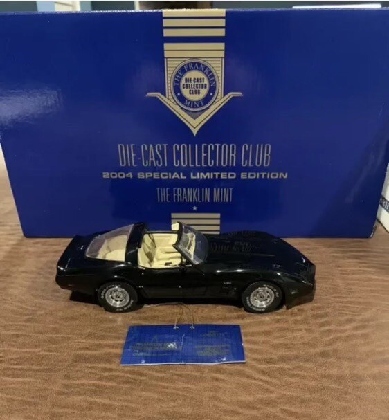 FRANKLIN MINT CORVETTE 1980 CLUB CAR BLACK, LE # 2421/9900 B11C485