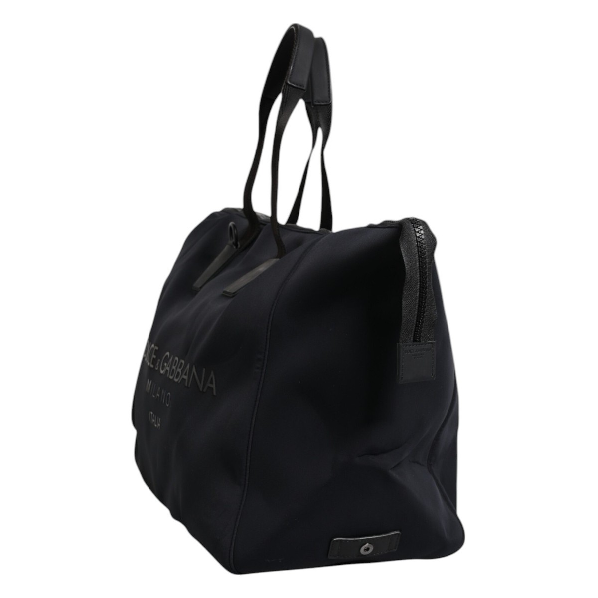 DOLCE & GABBANA Bag Black Canvas DG Logo Print Shopping Hand Tote