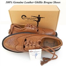 Scottish Kilt Ghillie Brogue Brown Shoes 100 Genuine Leather Shoes Sizes 6-13