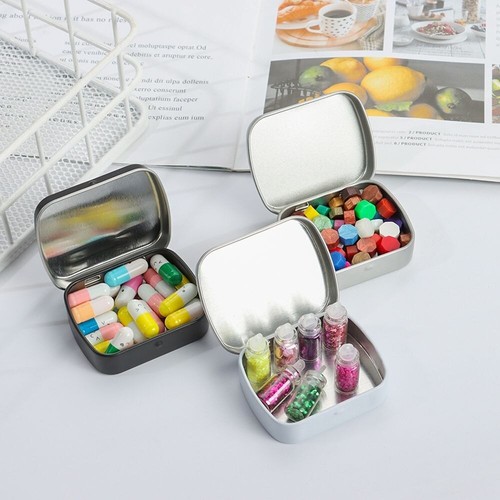 9PCS Metal Small Tins with Lids Rectangular Tin Boxes with Hinged Lids Storage - Picture 11 of 12
