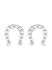 Boucles d'oreilles puces,clous fer a cheval argent massif 925°°° rhodié