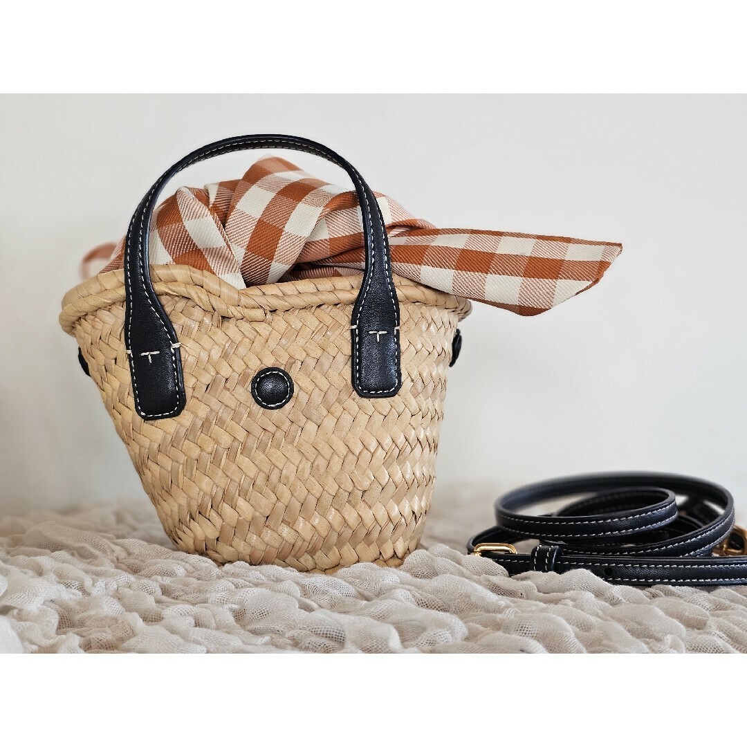 Tory Burch Ella straw basket micro tote bag W10~20cm D8cm