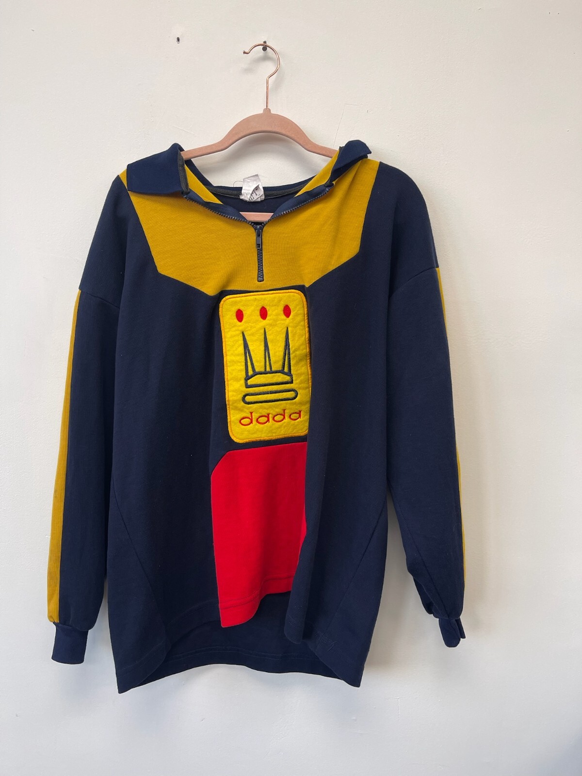 Vintage 90s Dada Supreme 1/4 Zip Color Block Rugby Sweater Large Hip Hop