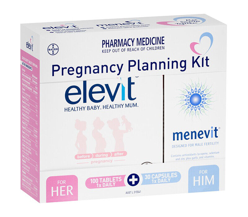 Elevit 100 Tablets & Menevit 30 Capsules Pregnancy Planning Kit Combo Supply