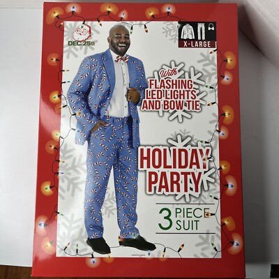 Dec 25th Men's Holiday Life Of The Party 3-Piece LED Light Up Suit Set X Large