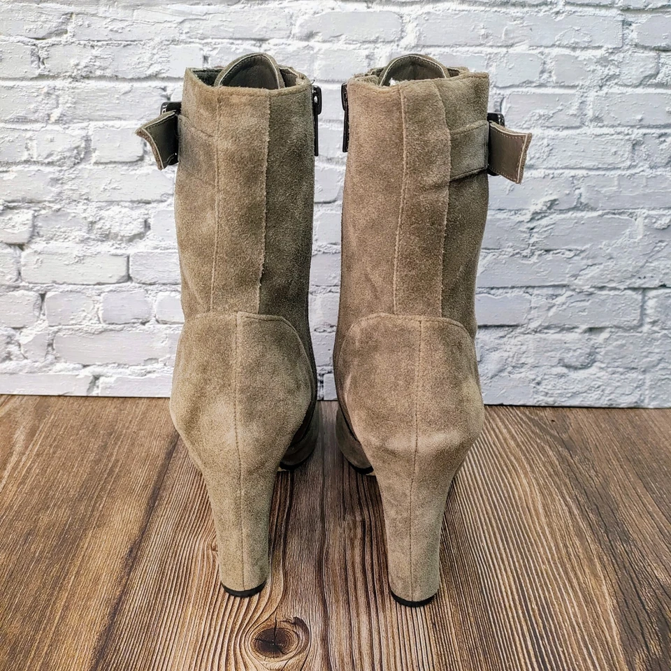 SAM EDELMAN Brown Belmont Peep Toe Lace Up Zip Ankle Booties US 9 *FITS Smaller* - Image 4 of 4