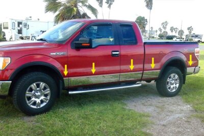 Chrome Rocker Panel Trim For 2004-2008 F-150 Super/Extended Cab 6.5' Short Bed W/ Flares