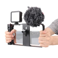 Smartphone Video Rig Cage Handle Grip BOYA BY-MM1 Microphone 49 LED Light KIT US