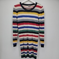 Womens Asos Dress Colorful Striped Long Sleeve Sweater Dress Size 12