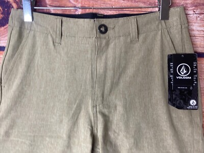 Volcom Surf & Turf 4-Way Stretch Men's Size 27 Khaki Hybrid Shorts