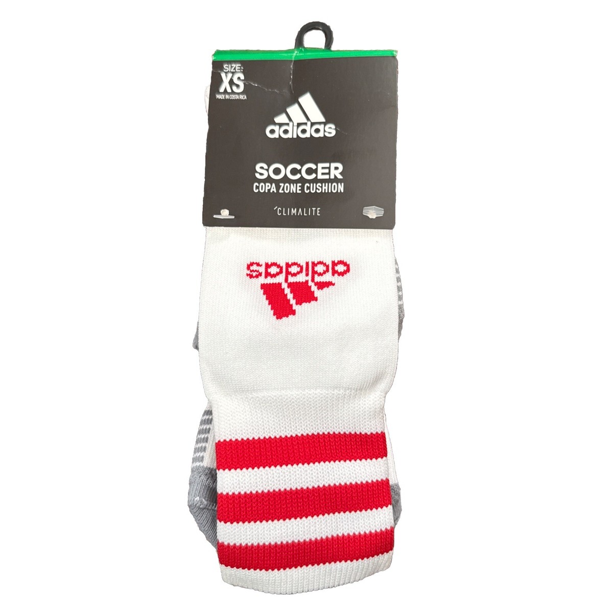 adidas ESF20323 Unisex Copa Zone Cushion soccer socks White/Red, Size  X-Small