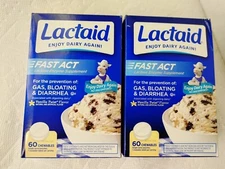  LACTAID Fast Act Lactose Enzyme Vanilla Twist 60 Chewable (2pk bundle)