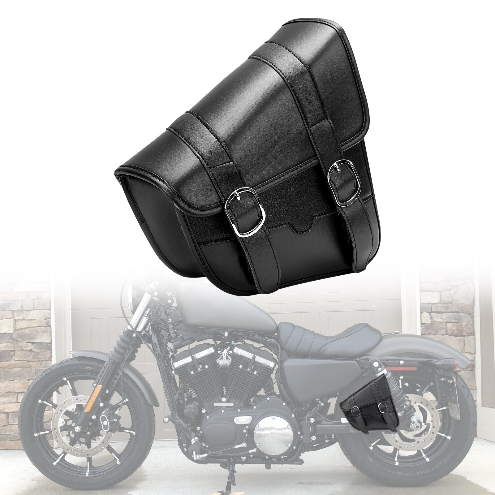 PU Leather Motorcycle Saddle Bag Tool Bag For Softail Sportster 883 Dyna Yamaha