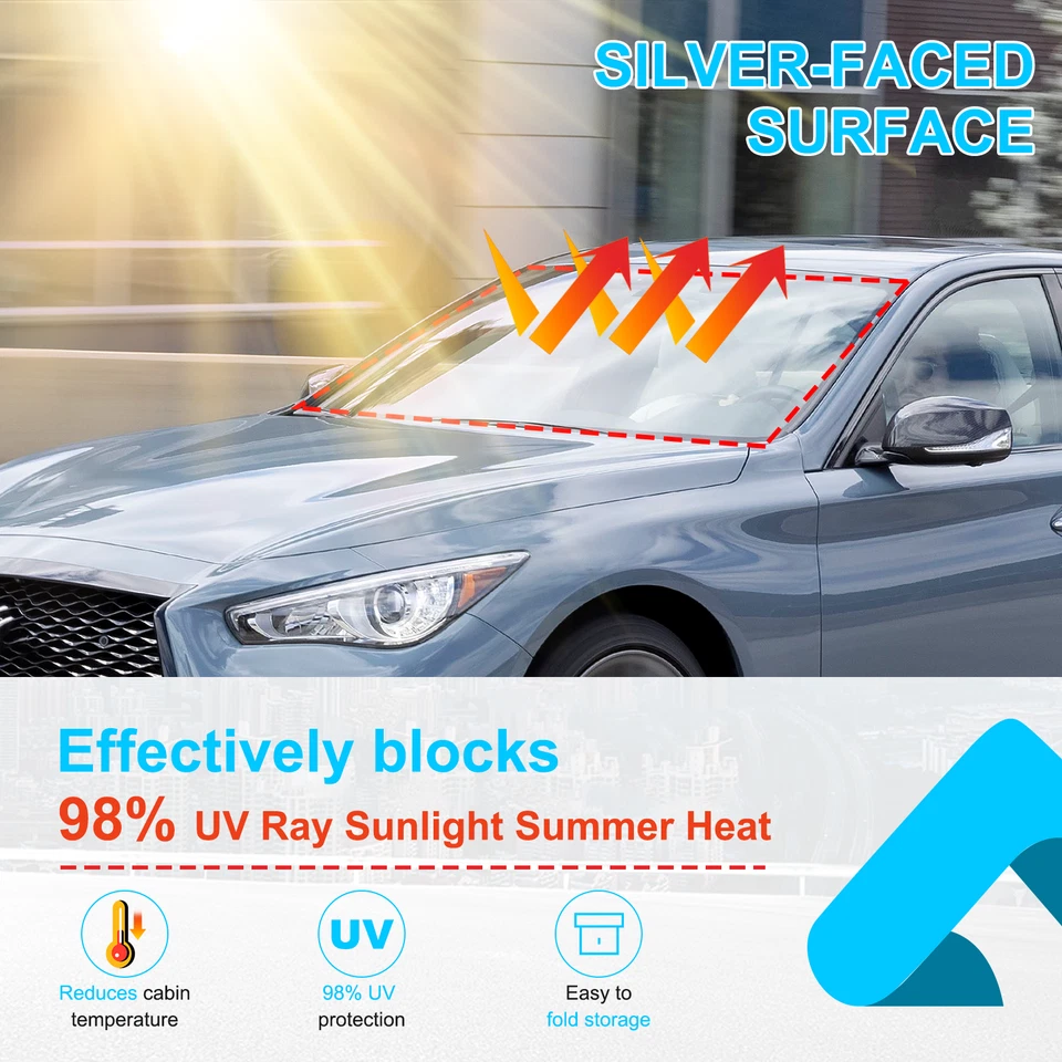 Para Infiniti Q50 15-23 Bandera de Estados Unidos Visera de ventana delantera Parasol Cubierta de parabrisas Foto 3 de 4